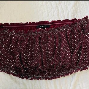 Burgundy Sequin Off-Shoulder Top